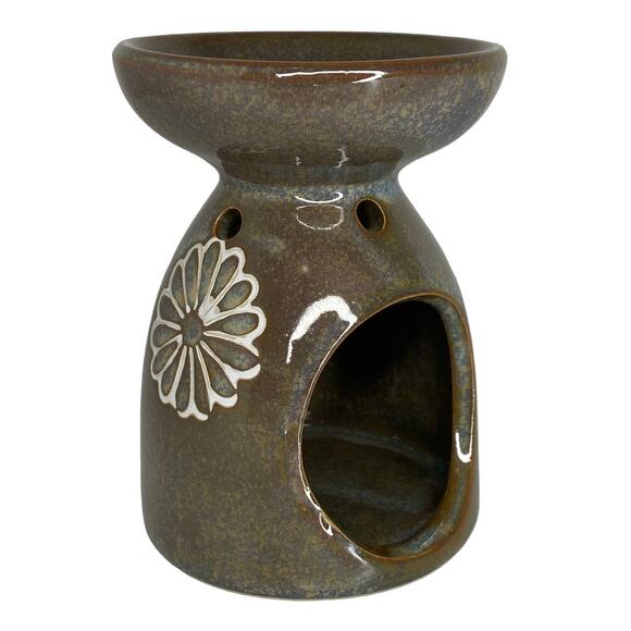 Oil Burner With Tea Light Holder for Aromatherapy Pottery Daisy Print - Picture 2 of 11